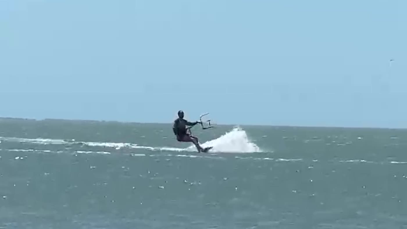 Carving through the water before the jump