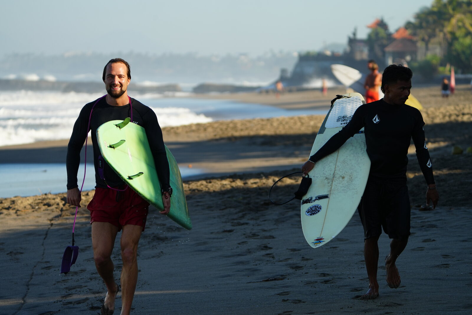 Walking the beach with the surf teacher, Bali