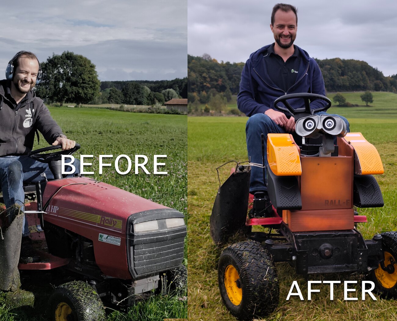 Rall-E electric mower, before and after